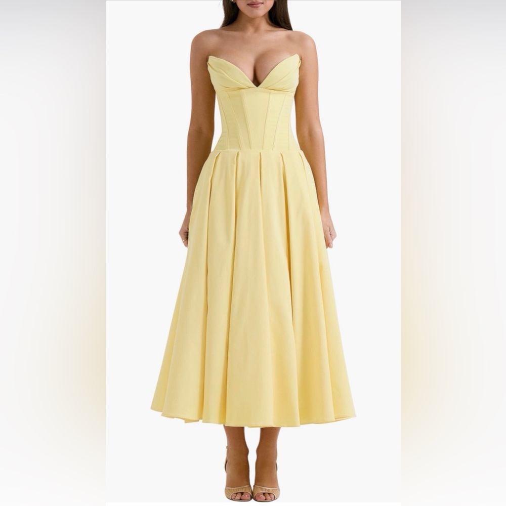 House of CB LADY Sunshine Strapless Tulle Midi Dress